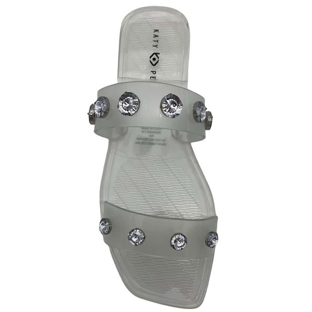 Katy Perry Embellished Square Toe Slide Sandals The Geli Clear - Medium - Picture 2 of 3